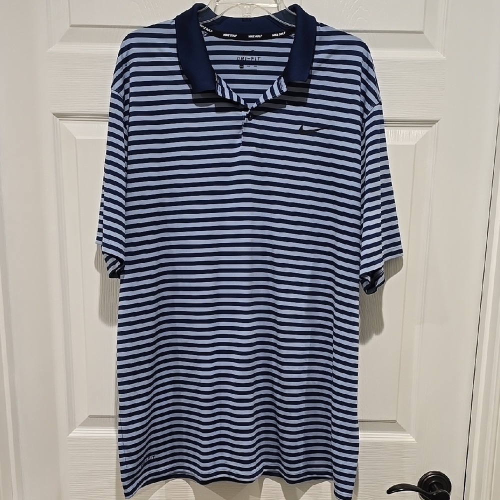 Nike Golf Men's Blue Striped S/S Polo Shirt